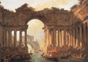 ROBERT, Hubert Architectural Landscape with a canal oil painting on canvas